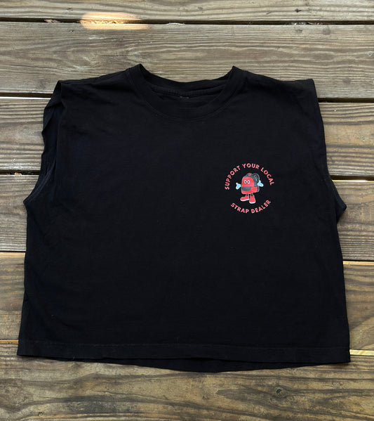 Cropped Muscle Tee - Support Your Local Strap Dealer