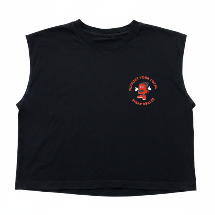 Cropped Muscle Tee - Support Your Local Strap Dealer